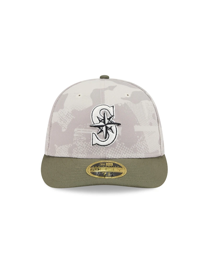 New Era Men's Light Beige/Olive Seattle Mariners 2025 Armed Forces Day Low Profile 59FIFTY Fitted Hat