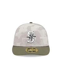 New Era Men's Light Beige/Olive Seattle Mariners 2025 Armed Forces Day Low Profile 59FIFTY Fitted Hat