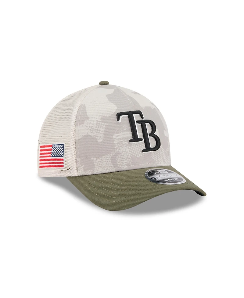 New Era Men's Light Beige/Olive Tampa Bay Rays 2025 Armed Forces Day 9FORTY M-Crown A-Frame Adjustable Hat