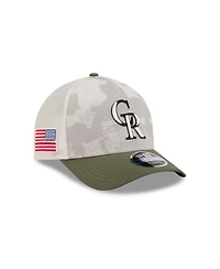 New Era Men's Light Beige/Olive Colorado Rockies 2025 Armed Forces Day 9FORTY M-Crown A-Frame Adjustable Hat