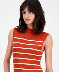 Tahari Asl Women's Striped Mock-Neck Sleeveless Sweater