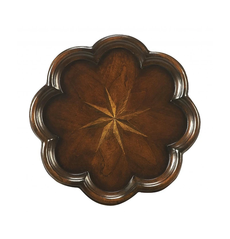 Wood End Table with Floral Top for Living Room or Bedroom