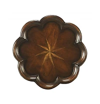 Wood End Table with Floral Top for Living Room or Bedroom