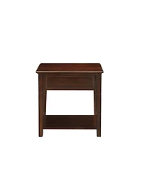 Functional Manufactured Wood Rectangular Side Table with Storage Drawer and Shelf