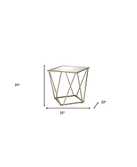 Contemporary Glass and Metal Square Mirrored End Table