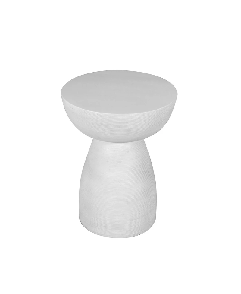Solid Wood Round End Table – 22" White Distressed Finish for Farmhouse Style