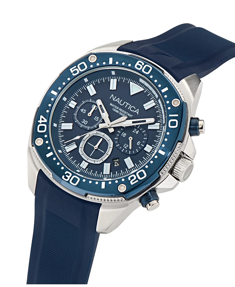 Nautica Men's Chronograph Blue Silicone Watch, 46mm