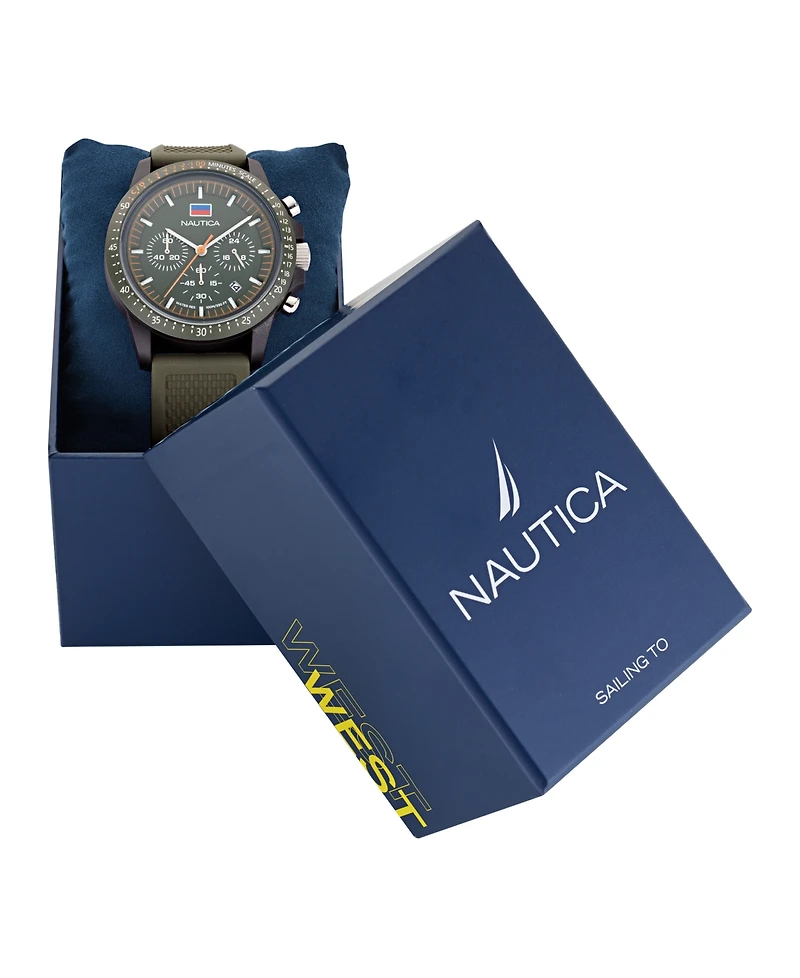 Nautica Men's Multifunction or Date Green Polyurethane Watch, 43mm