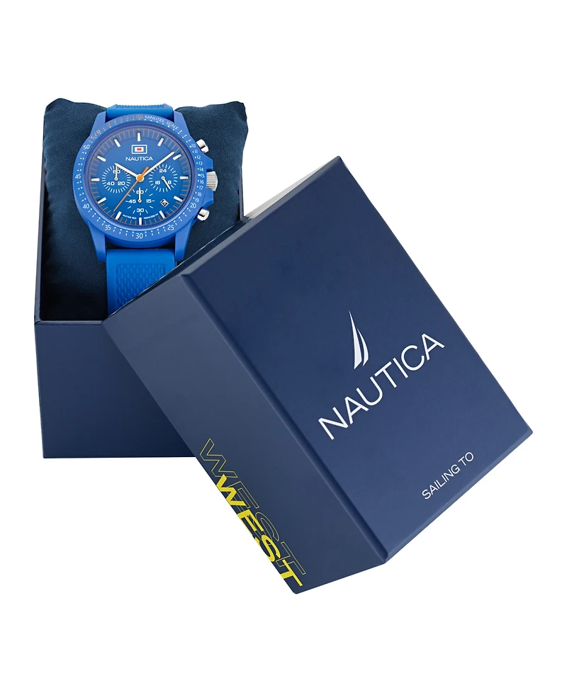 Nautica Men's Multifunction or Date Blue Polyurethane Watch, 43mm