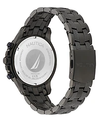 Nautica Men's Chronograph Black Stainless-Steel Watch, 44mm