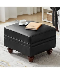 Sabina Transitional 27" Wide Ottoman with Solid Wood Legs