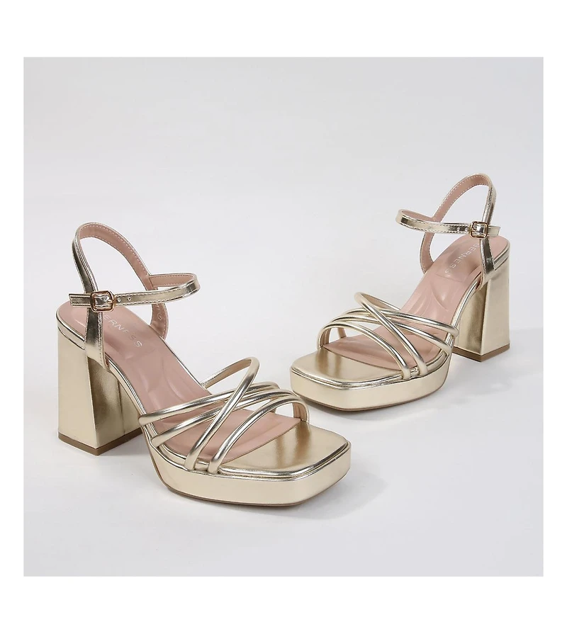 Cinthia Tubular Strap Platform Block Heel Sandals