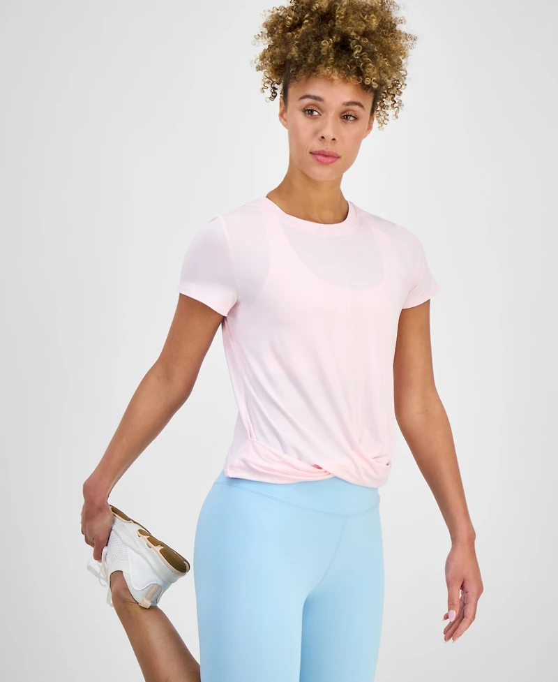 Id Ideology Women's Twist-Front Performance T-Shirt, Created for Macy's