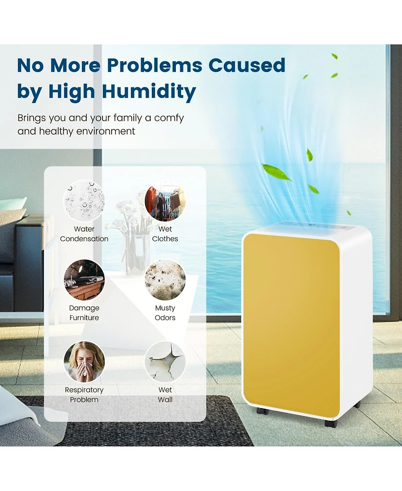 32 Pints/Day Portable Quiet Dehumidifier for Rooms up to 2500 Sq. Ft