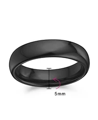 Bling Jewelry Plain Simple Dome Design Comfort Fit Titanium Band Ring Polished Black Silver Rose Gold Tone 5MM