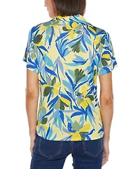 Belldini Women's Tropical Tie Front Knit Top