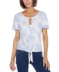Belldini Women's Pineapple Print Knit Top