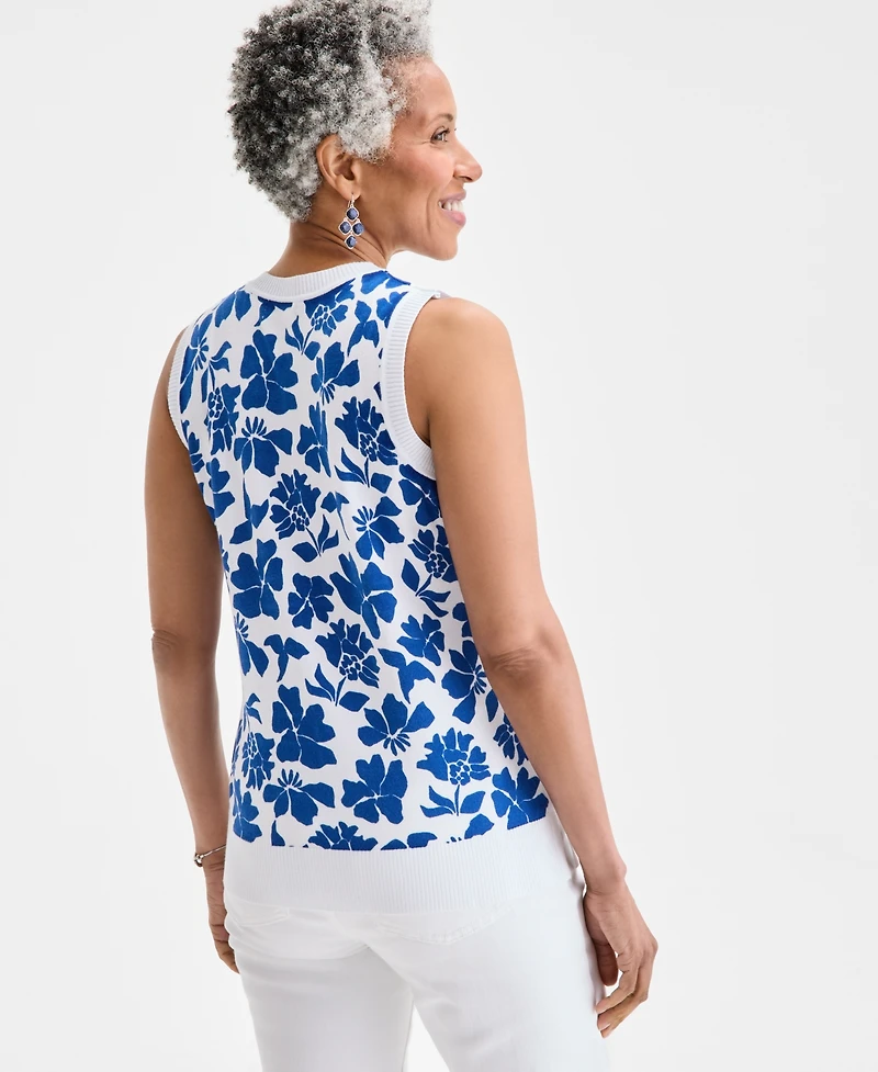 Style & Co Women's Printed Sleeveless Crewneck Sweater, Exclusively at Macy's