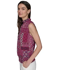 Karl Lagerfeld Paris Women's Printed Mock Neck Top