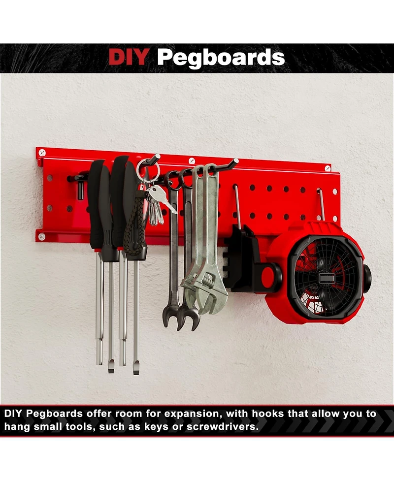 Hausource 48in Garden Tool Organizer Garage Storage Rack, Red