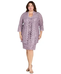 R & M Richards Plus 2-Pc. Lace Jacket Dress Set