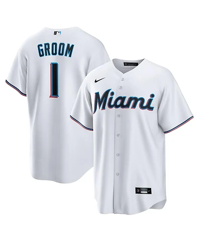 Nike Men's White Miami Marlins 1 Groom Home Replica Jersey