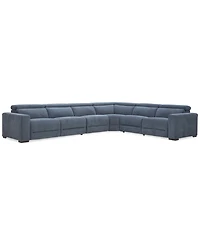 Nevio -Pc. Fabric Power Headrest Sectional with 3 Motion Chairs