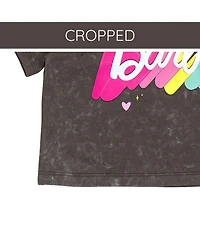 Barbie Girls French Terry Cropped Drop Shoulder T-Shirt and Skirt Outfit Set