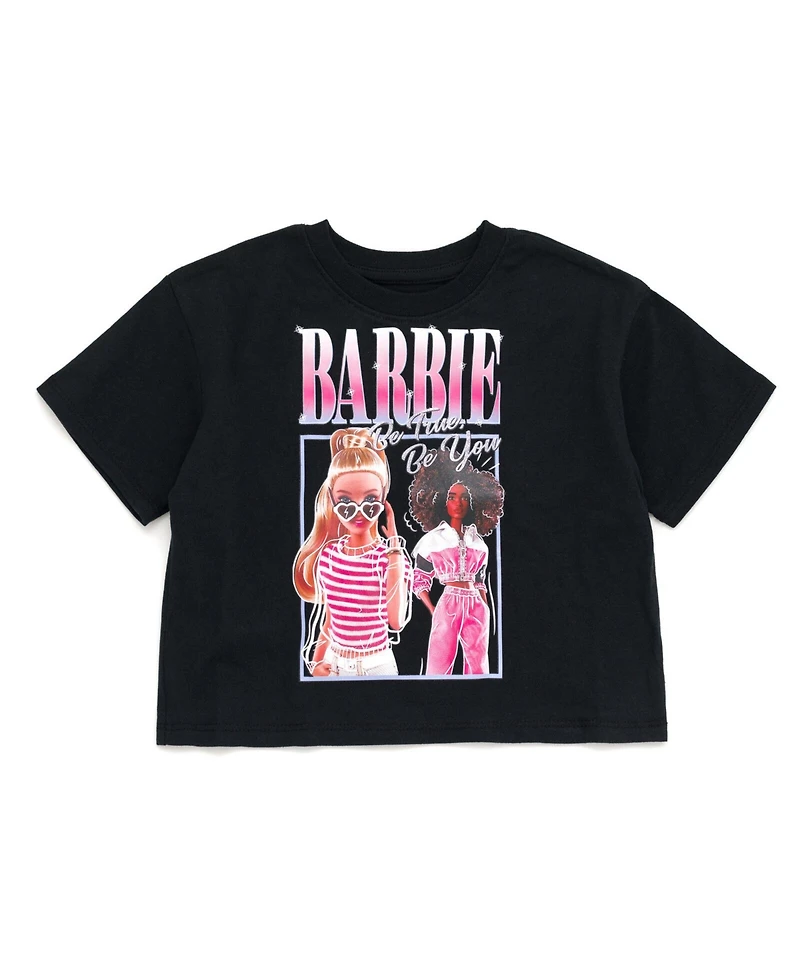 Barbie Toddler Girls Cropped Boxy T-Shirt and Bike Shorts Outfit Set