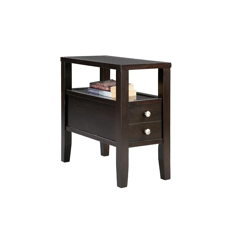 End Table with Two Drawers for Living Room or Bedroom Storage