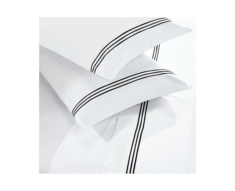 Superior Brandon Cotton Three-Line Embroidered Deep Pocket Bed Sheet Set