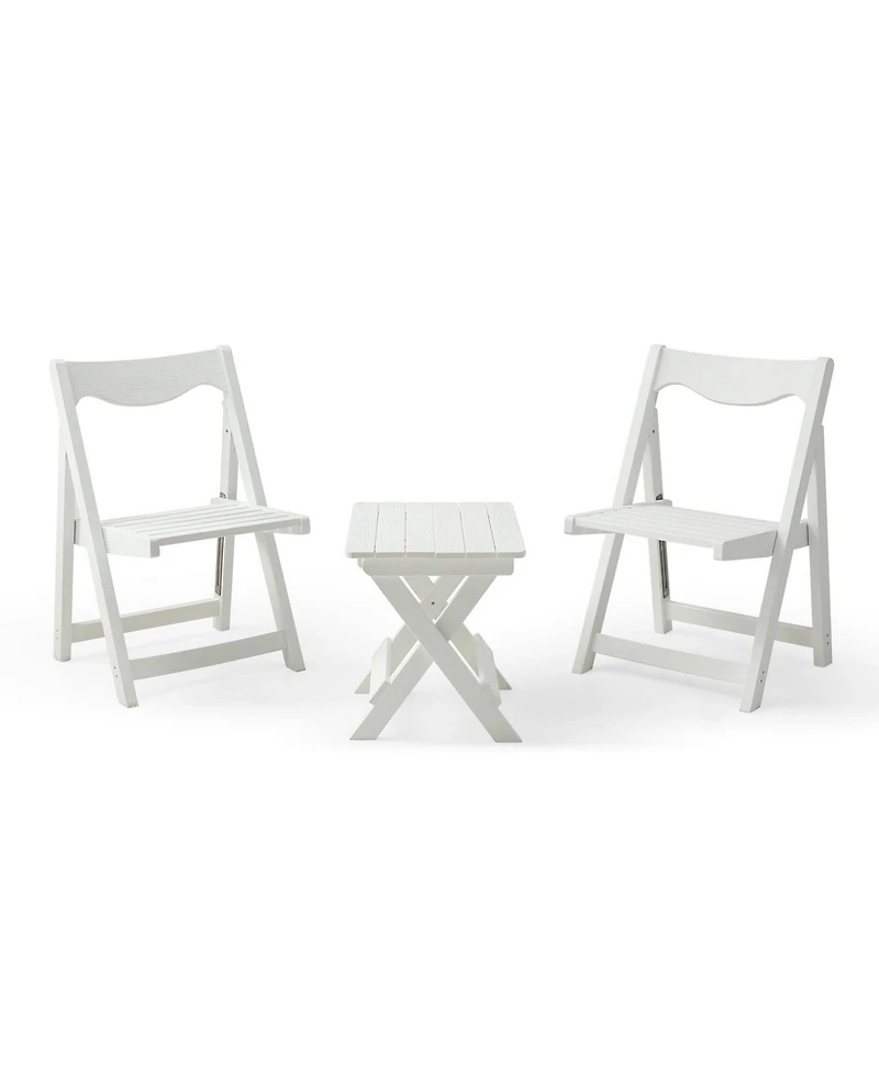 Foldable Small Table and Chair Set with 2 Chairs and Rectangular Table