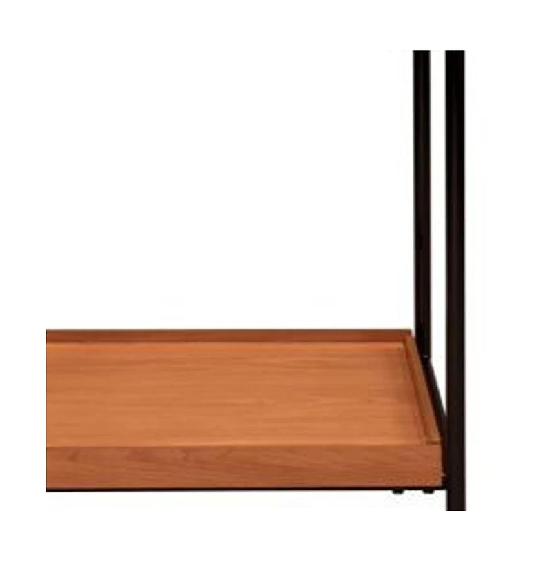 Modern Square End Table with Open Shelf – Metal Frame & Wood Top