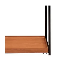 Modern Square End Table with Open Shelf – Metal Frame & Wood Top