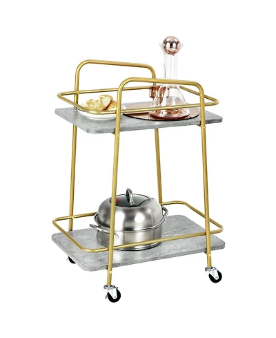 2-tier Kitchen Rolling Cart with Steel Frame and Lockable Casters