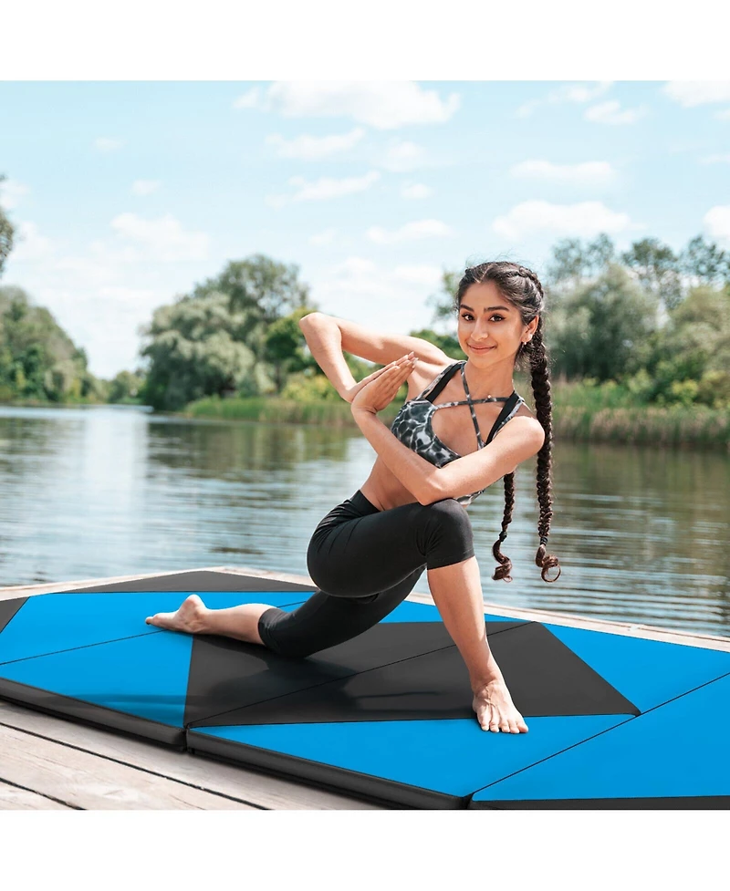 8 Feet Pu Leather Folding Gymnastics Mat with Hook and Loop Fasteners