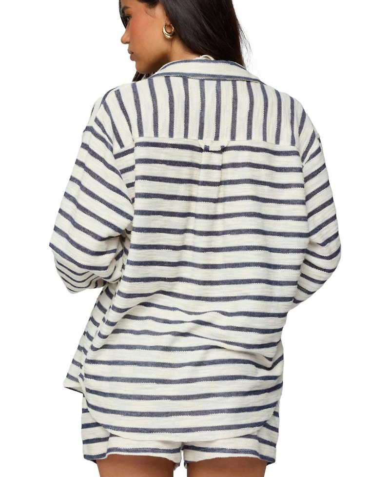Edikted Women's Collins Oversized Striped Button Up Shirt