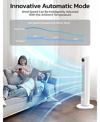 Cowsar Tower Fan for Bedroom, 90° Oscillating Fan with 12H Timer, 37”Standing Fans with Remote, Bladeless Fan with 4 Modes & 3 Speeds