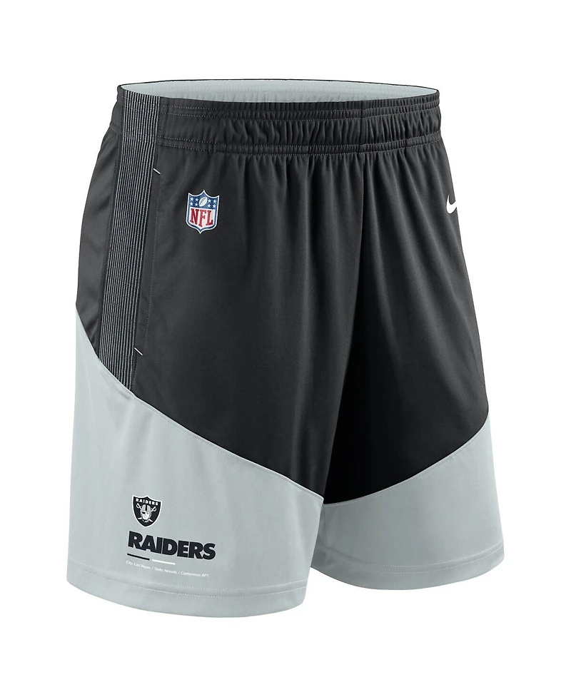 Men's Nike Black, Silver Las Vegas Raiders Sideline Primary Lockup Performance Shorts
