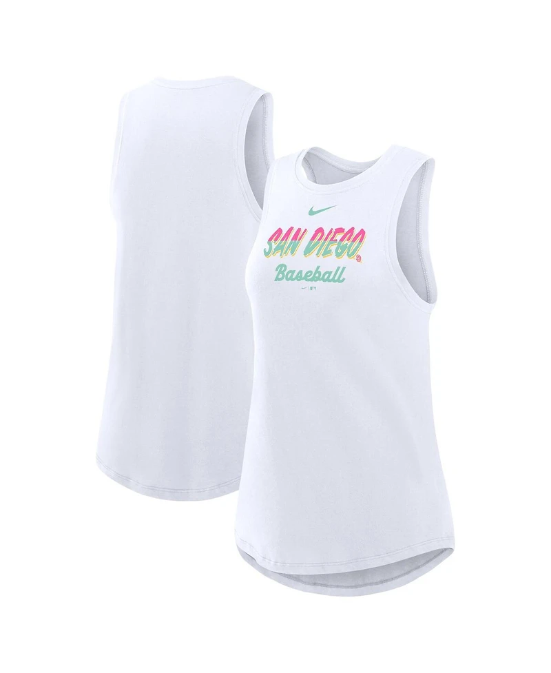 Nike Women's White San Diego Padres City Connect Tricode High Neck Performance Tank Top