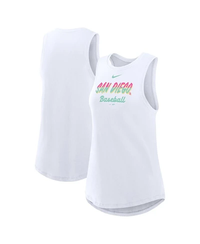 Nike Women's White San Diego Padres City Connect Tricode High Neck Performance Tank Top
