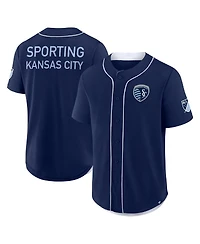 Fanatics Men's Navy Sporting Kansas City Injury Time Baseball Jersey