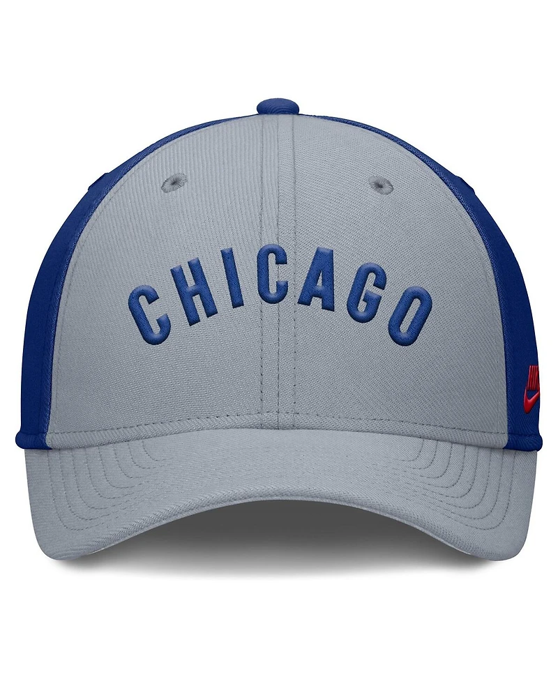 Nike Men's Gray/Royal Chicago Cubs Rise Swoosh Performance Flex Hat