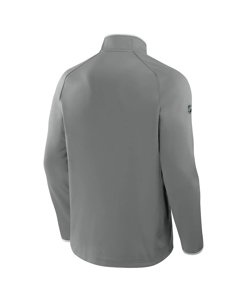 Fanatics Men's Gray Carolina Hurricanes 2025 Stanley Cup Playoffs Authentic Pro Fleece Quarter-Zip Pullover Sweatshirt