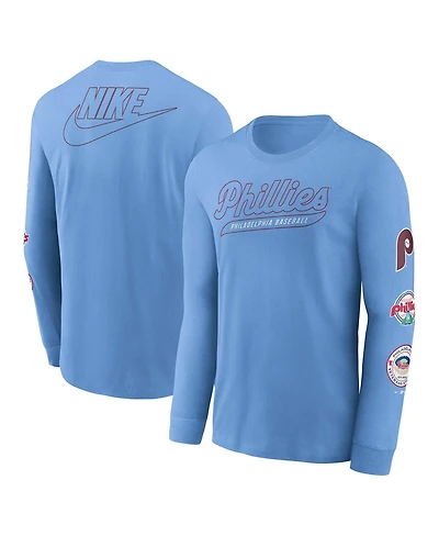 Nike Men's Light Blue Philadelphia Phillies Cooperstown Collection Knockout Long Sleeve T-Shirt