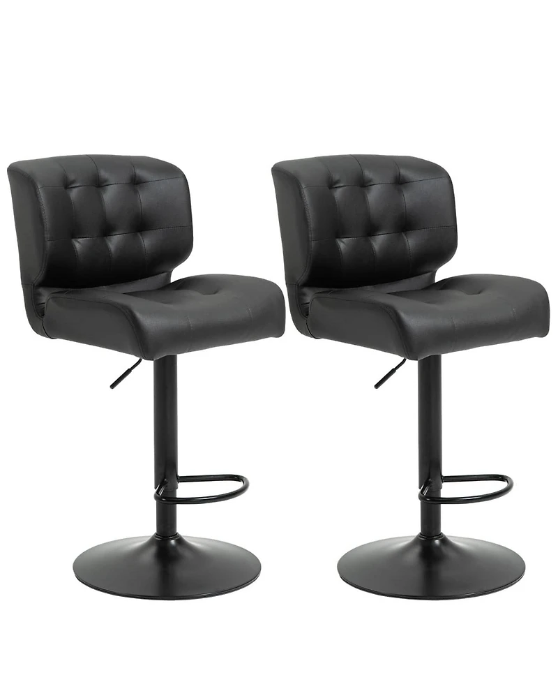 Adjustable Bar Stools Set of 2 with Swivel Seat Tufted Cushions and Metal Footrest for Home Bar Kitchen Island or Counter Height Seating-The Pop Home