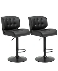Adjustable Bar Stools Set of 2 with Swivel Seat Tufted Cushions and Metal Footrest for Home Bar Kitchen Island or Counter Height Seating-The Pop Home