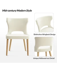 Rita Mid-Century Modern WaterProof Hollow Design Dining Chair with Wingback,Set of 2