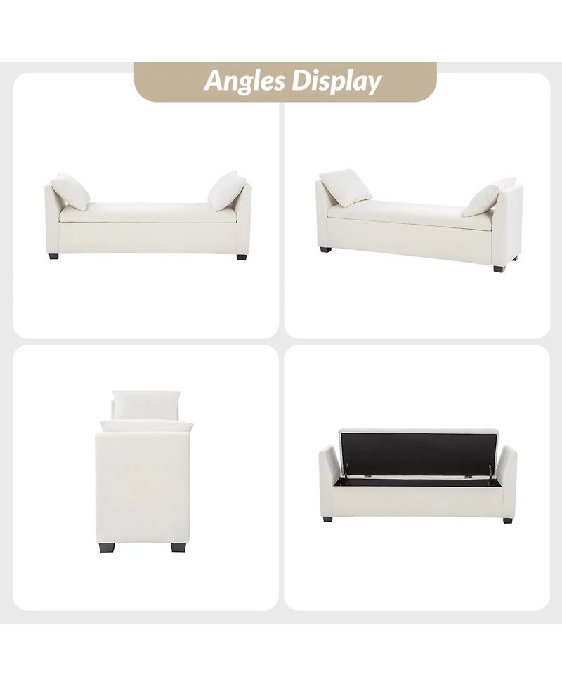 Bruno Modern Storage Bench with Rubber Wood Legs