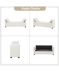 Bruno Modern Storage Bench with Rubber Wood Legs